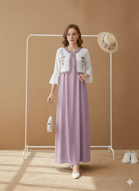 Embroidered Jacket Style Maxi Dress