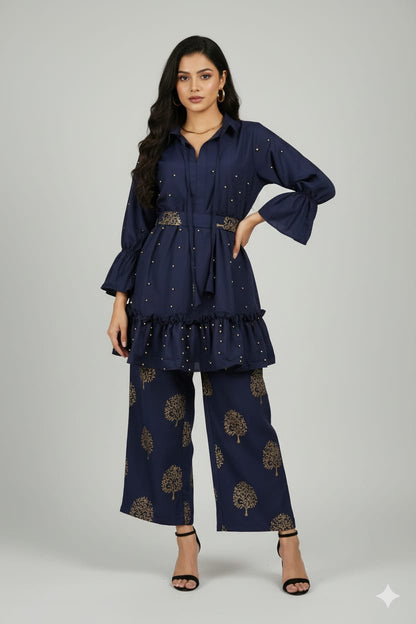 👗 Moti Charm — Western Top & Plazo Set 👗