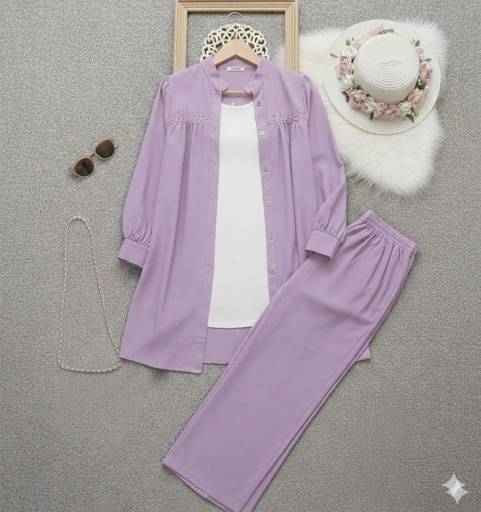 Trendy Co-Ord 2-Piece Set - Lilac - Afsarah Pret Women's Collection