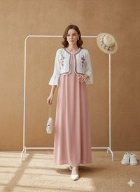 Embroidered Jacket Style Maxi Dress