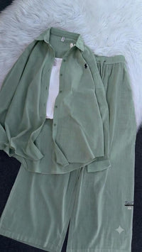 Polo Style 2-Piece Western Set - Sage Green