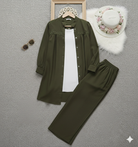 Trendy Co-Ord 2-Piece Set - Olive