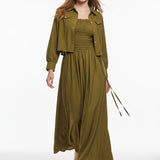 Jacket Style Maxi Dress - Olive - Afsarah Pret Women's Collection