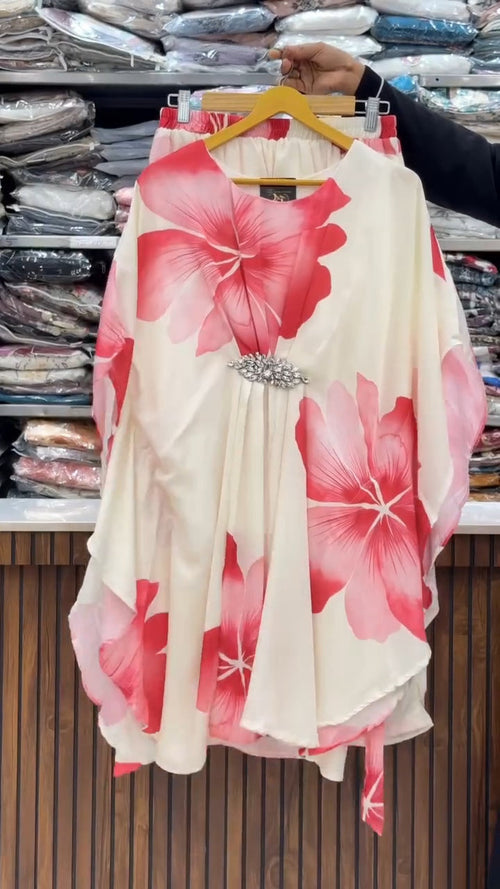 Digital Floral Kaftan Dress - Pink
