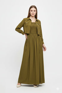 Jacket Style Maxi Dress - Olive