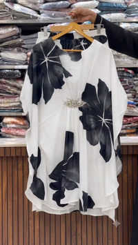 Digital Floral Kaftan Dress - Black