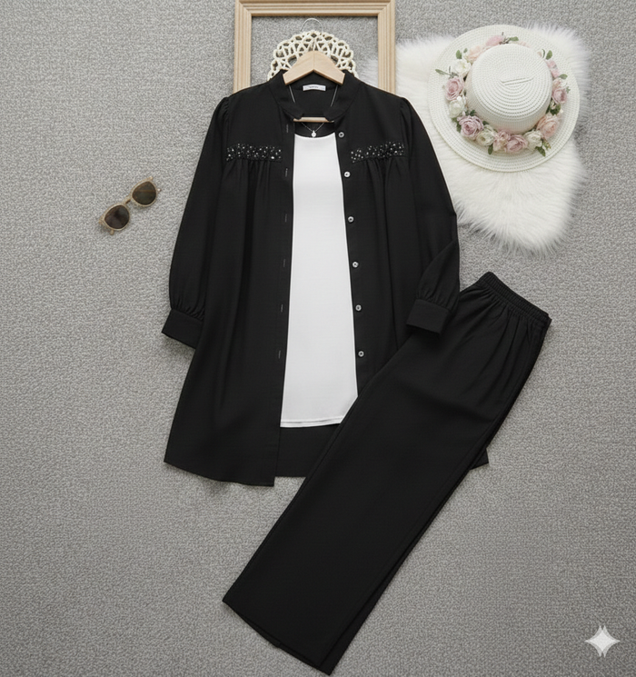 Trendy Co-Ord 2-Piece Set - Black