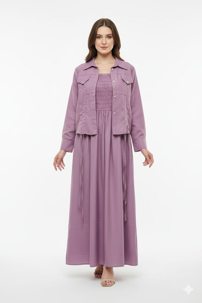 Jacket Style Maxi Dress - Lilac
