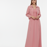 Jacket Style Maxi Dress - Pink - Afsarah Pret Women's Collection