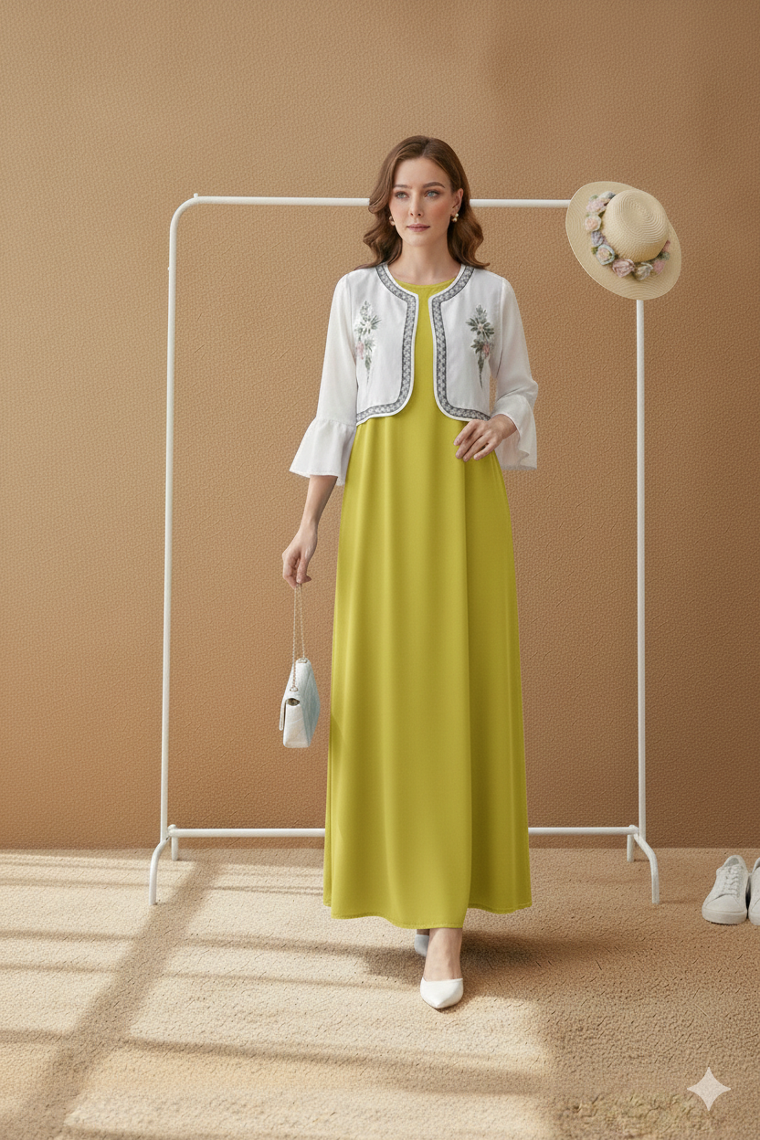 Embroidered Jacket Style Maxi Dress - Afsarah Pret Women's Collection