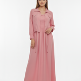 Jacket Style Maxi Dress - Pink - Afsarah Pret Women's Collection