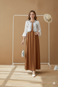 Embroidered Jacket Style Maxi Dress