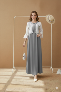 Embroidered Jacket Style Maxi Dress
